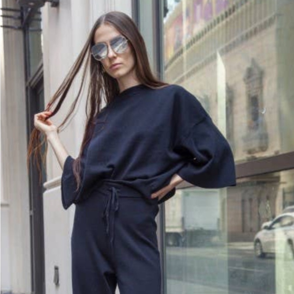Black 1/2 Sleeve Knit Sweater Set